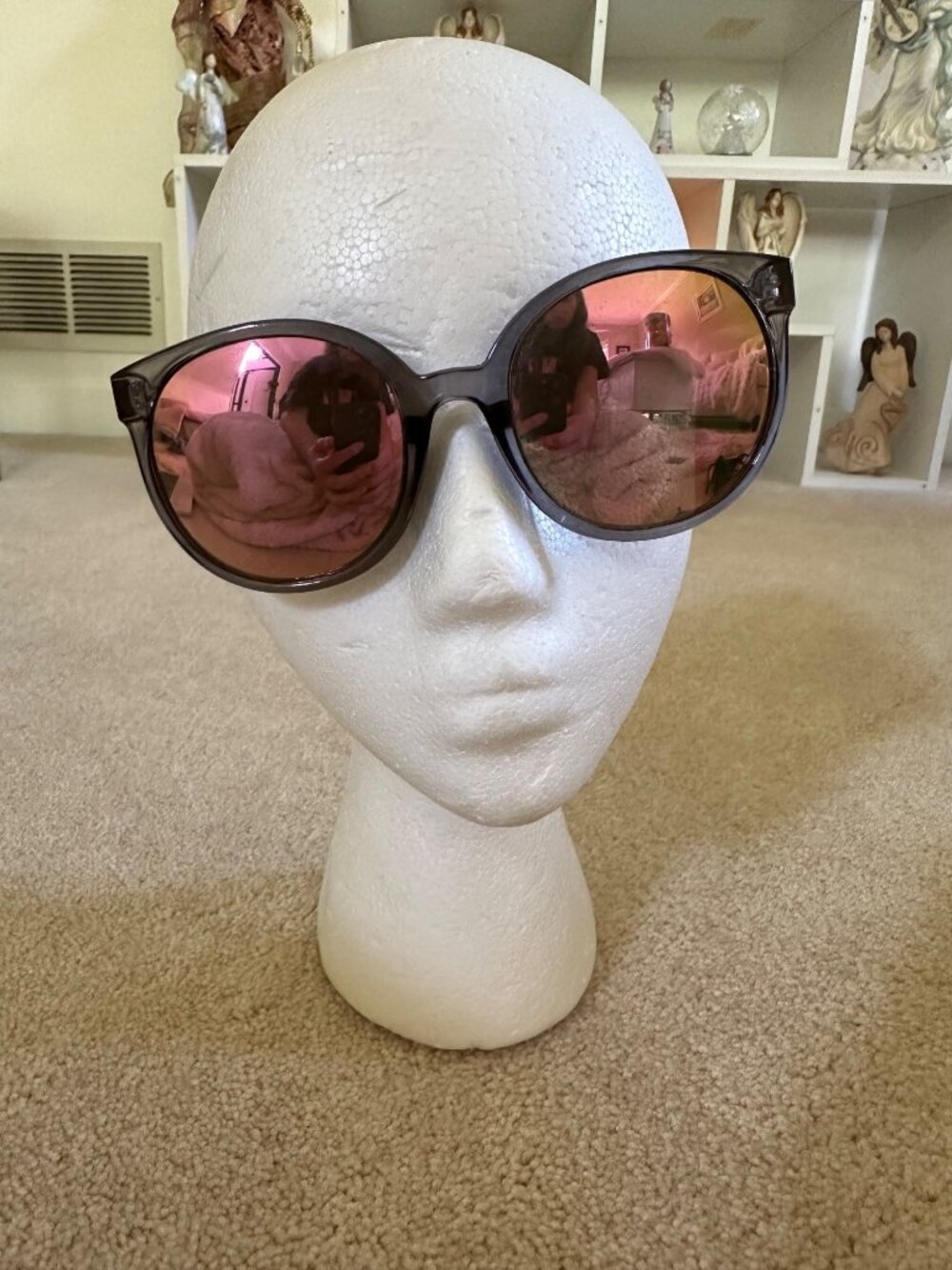 Aspen Polarized Oversized Round Sunglasses Tortoise Frames & Pink Mirrored Lens